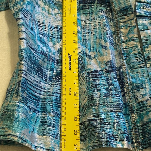 CHICOS 3 FREEDA OPEN FRONT JACKET Blazer MAUI BLUE Metal BEADED 3/4 Slv XLarge - Picture 8 of 10